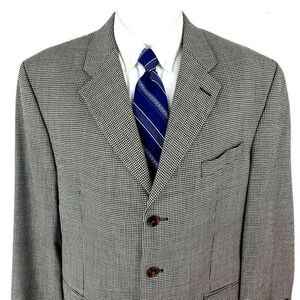 Polo Ralph Lauren Wool 3 Button‎ Sport Coat 44R Black White Houndstooth